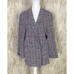 Nanette Lepore Large Black Pink Tweed Textured Blazer Jacket